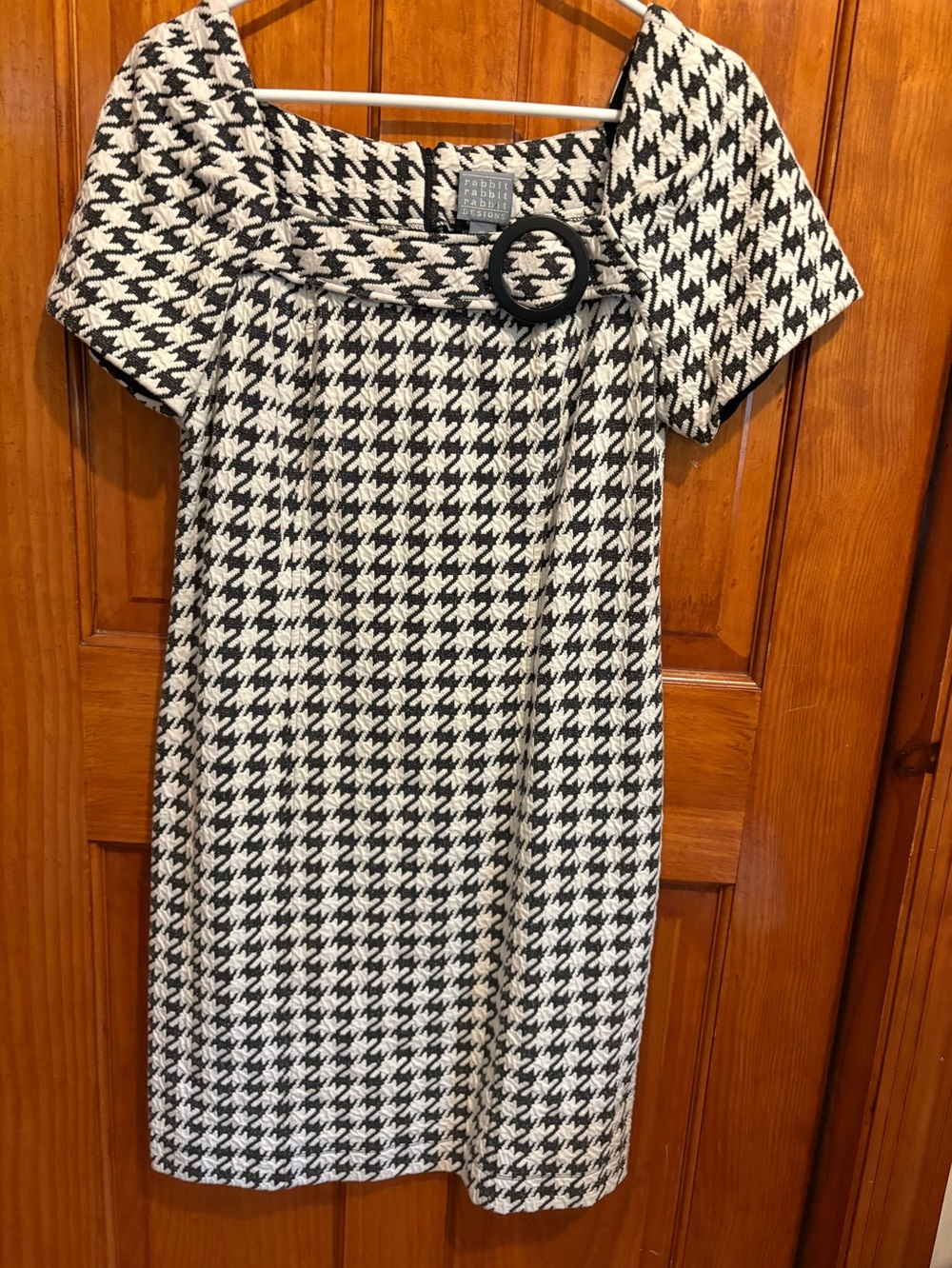 Rabbit, Rabbit, Rabbit Designs Black and White Houndstooth Pattern Dress